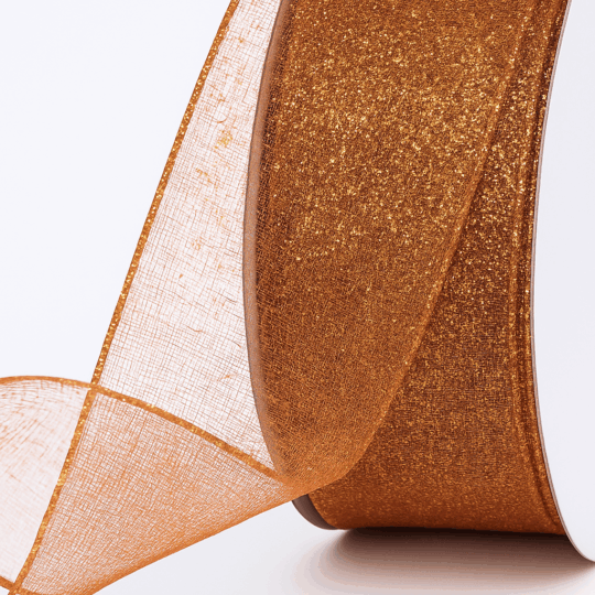 brown gold mesh ribbon roll